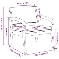 Градински столове 2 бр. 59,5x70,5x72,5 см от масивно акациево дърво
