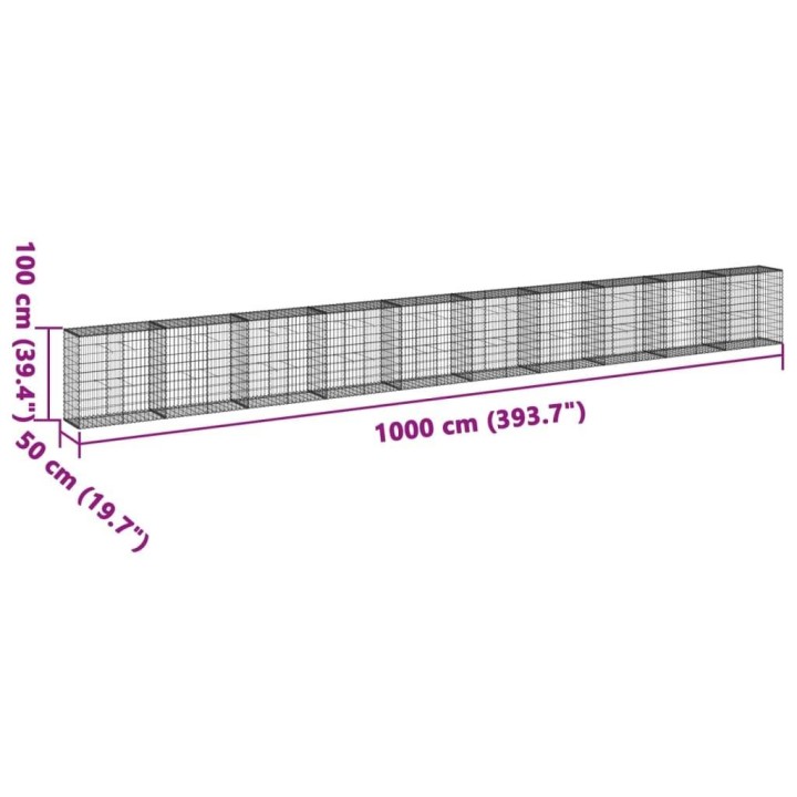 Габионна кошница с покритие, 1000x50x100 см, поцинковано желязо