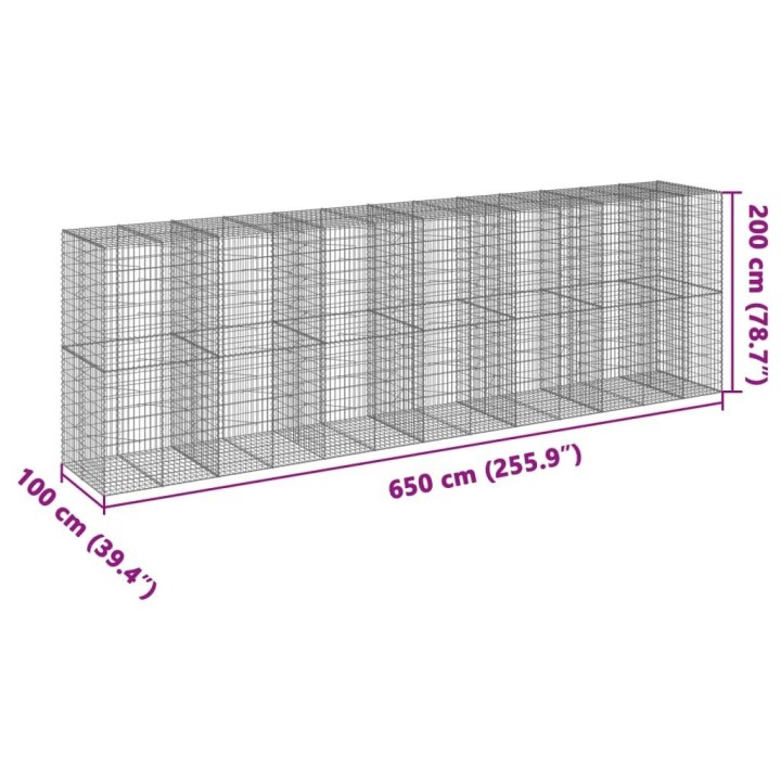 Габионна кошница с покритие, 650x100x200 см, поцинковано желязо