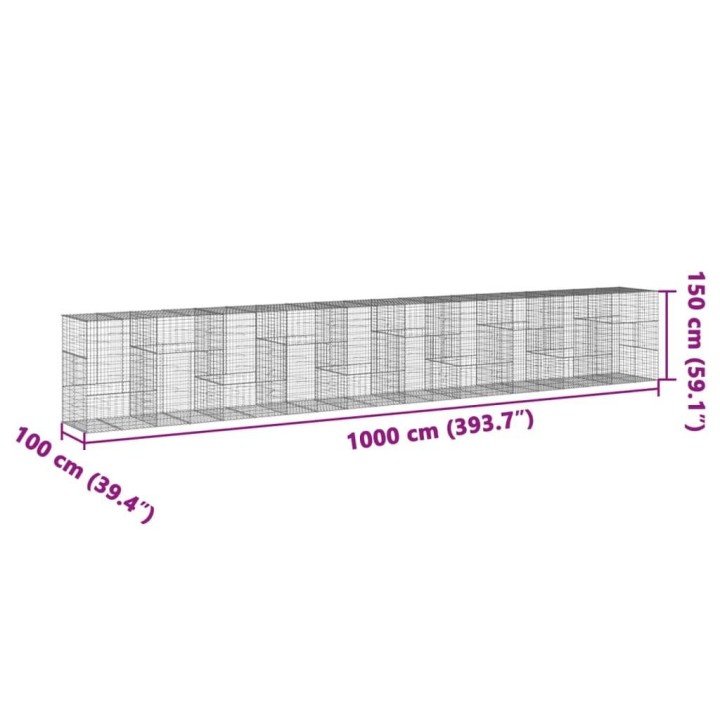 Габионна кошница с покритие, 1000x100x150см, поцинковано желязо