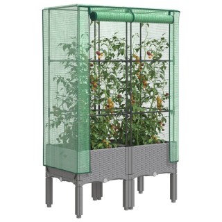 Повдигнато легло с оранжерия калъф, ратанов вид, 80x40x140 см