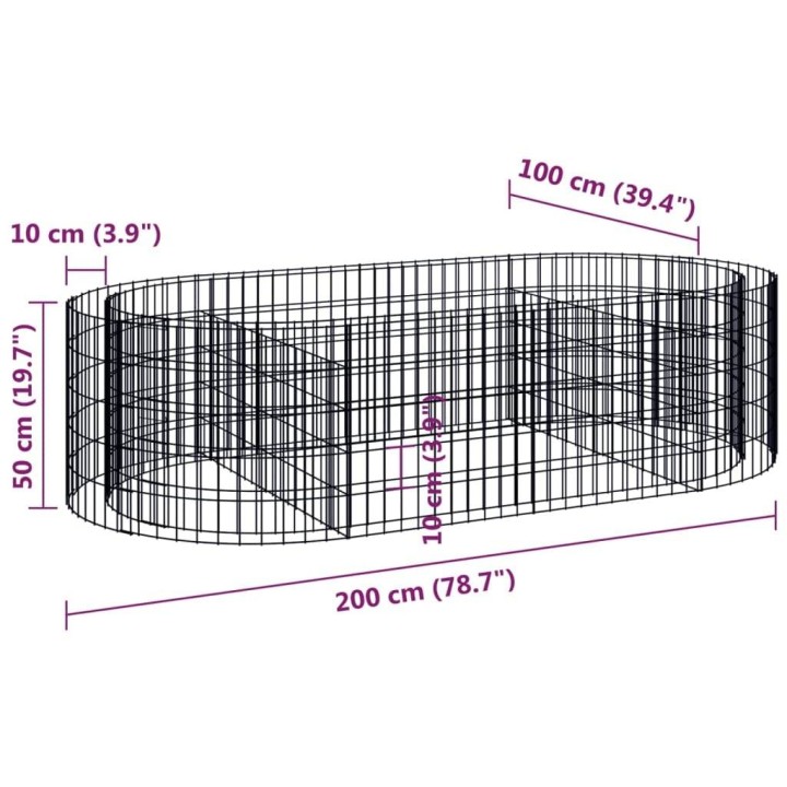 Габион повдигната леха, поцинковано желязо, 200x100x50 cм