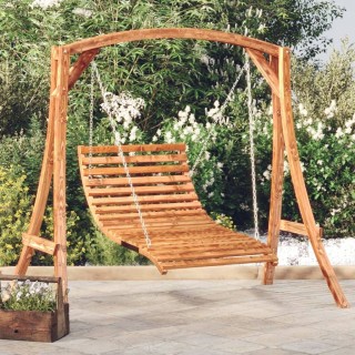 Люлка легло, извито дърво масив с тиков финиш, 115x147x46 см