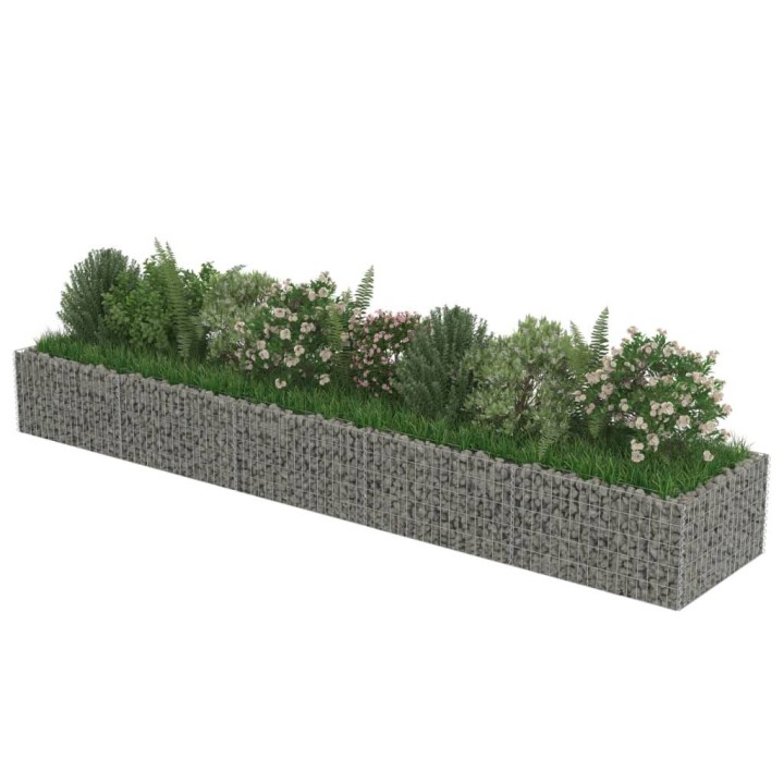 Габион повдигната леха, поцинкована стомана, 450x90x50 cм