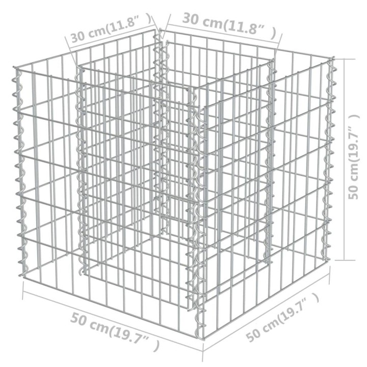Габион повдигната леха, поцинкована стомана, 50x50x50 cм