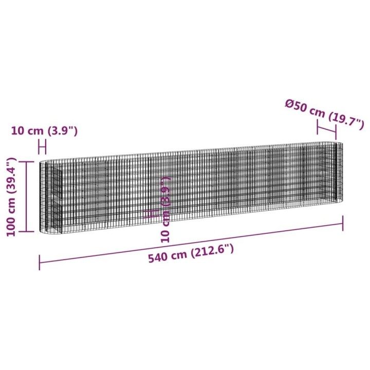 Габион повдигната леха, поцинковано желязо, 540x50x100 cм