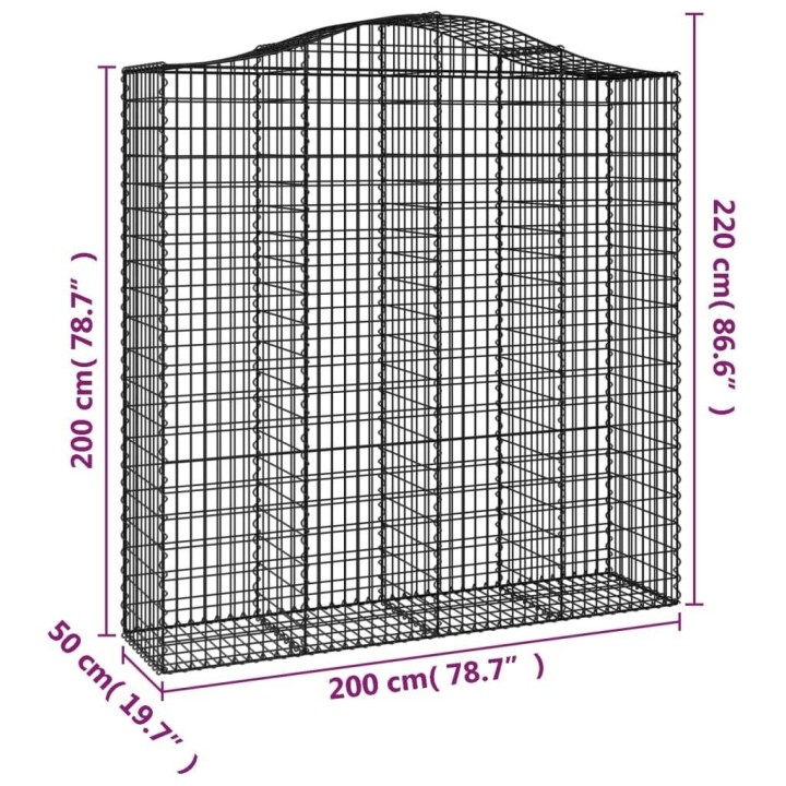 Дъговидна габионна кошница 200x50x200/220 см поцинковано желязо