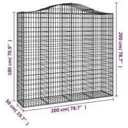 Дъговидна габионна кошница 200x50x180/200 см поцинковано желязо