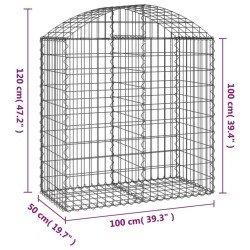 Дъговидна габионна кошница 100x50x100/120 см поцинковано желязо