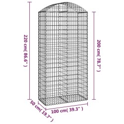 Дъговидна габионна кошница 100x50x200/220 см поцинковано желязо