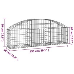 Дъговидна габионна кошница 150x30x40/60 см поцинковано желязо