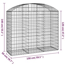 Дъговидна габионна кошница 150x50x120/140 см поцинковано желязо