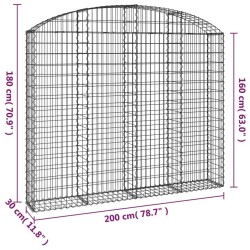 Дъговидна габионна кошница 200x30x160/180 см поцинковано желязо