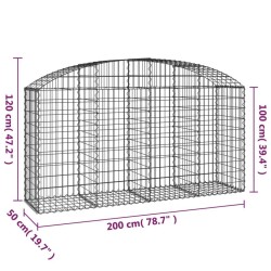 Дъговидна габионна кошница 200x50x100/120 см поцинковано желязо