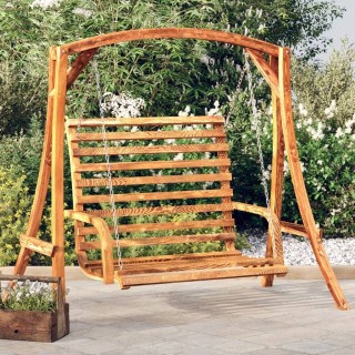 Люлка легло, извито дърво масив с тиков финиш, 126x63x92 см