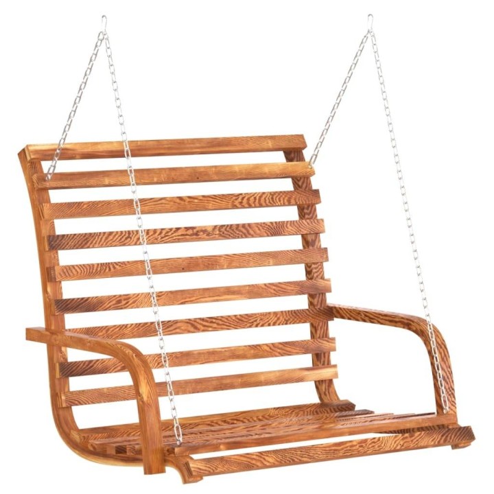 Люлка легло, извито дърво масив с тиков финиш, 126x63x92 см